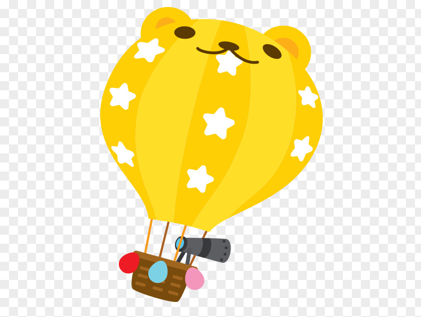 Cartoon Yellow Bear Hot Air Balloon Red Color Clip Art PNG