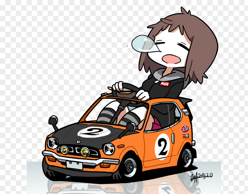 Girls Driving Cartoon Illustration PNG