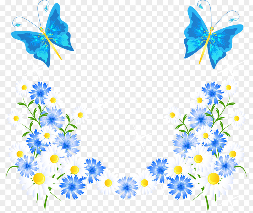 Blue Butterfly And Flowers Samsung Galaxy Note 8 A5 (2017) S8 S Plus S7 PNG