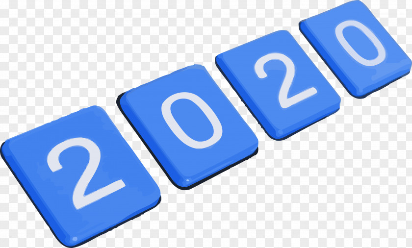 Electric Blue Text Happy New Year 2020 Years PNG