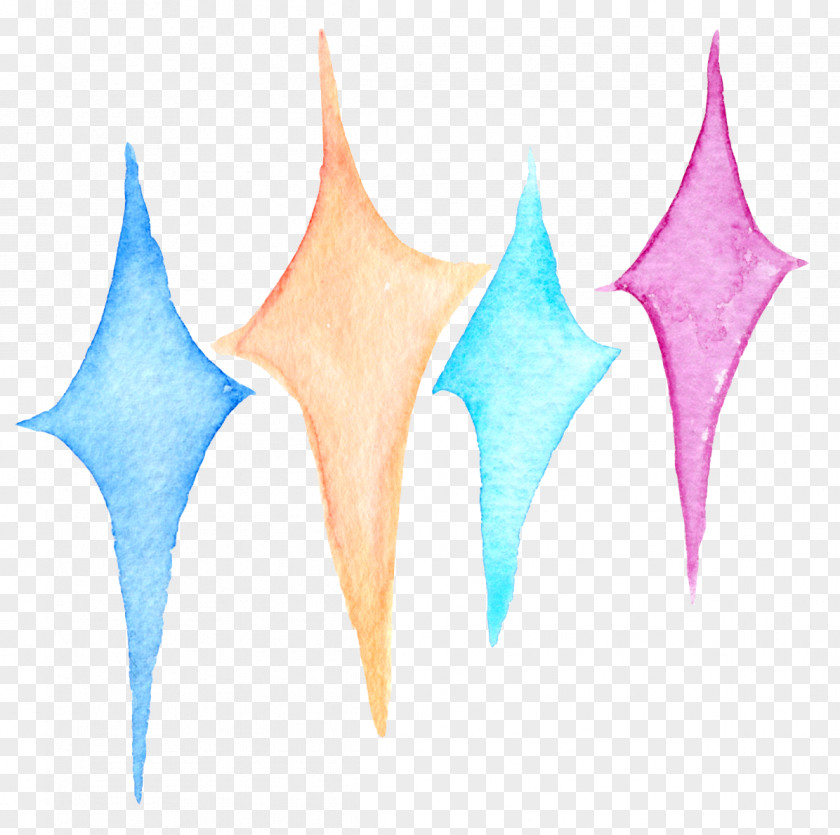Decorative Four Corner Star Hand-painted Material Drawing Animation PNG