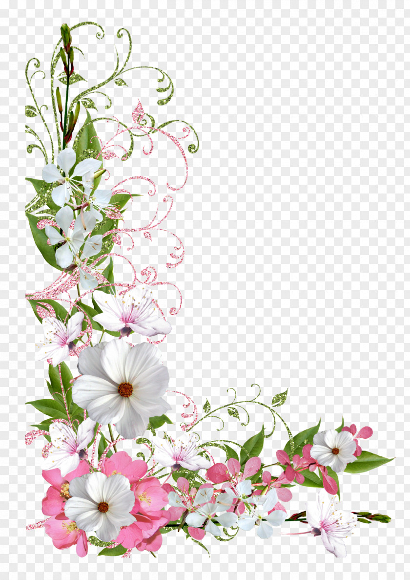 Pastel Flowers Border Clip Art PNG