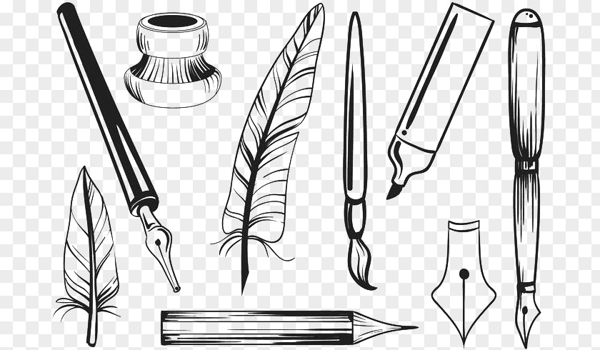 Quill Pen And Ink Paper Inkwell PNG