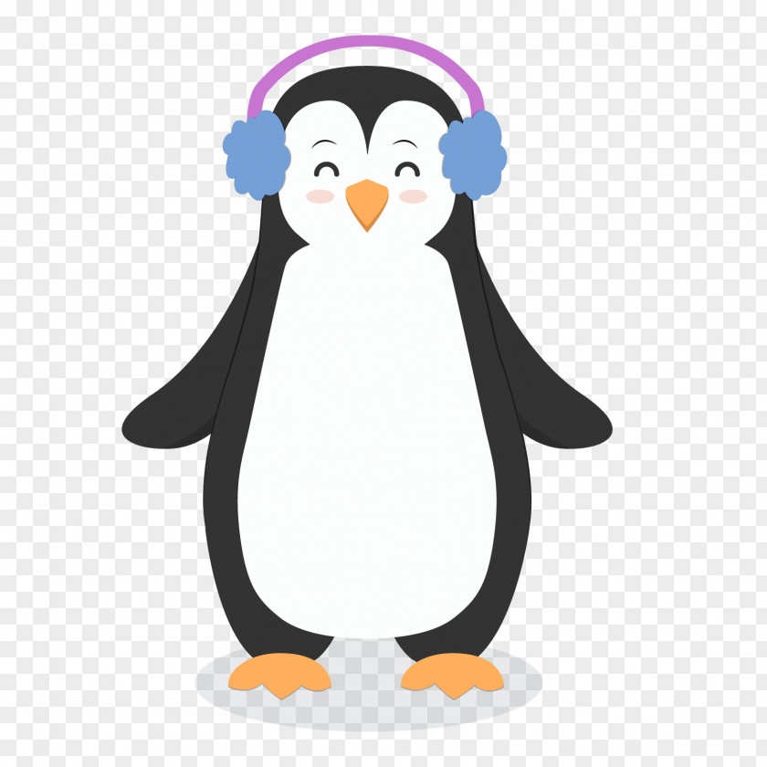 Vector Penguin Wearing Headphones Bird Christmas Clip Art PNG