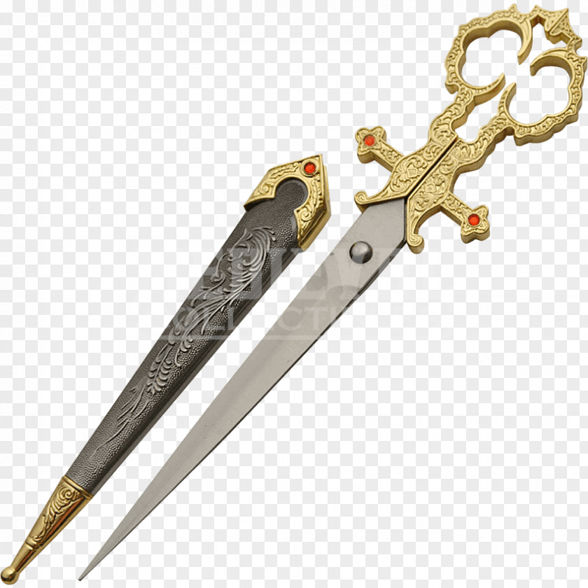 Gold Scissors Knife Dagger Blade Sword PNG