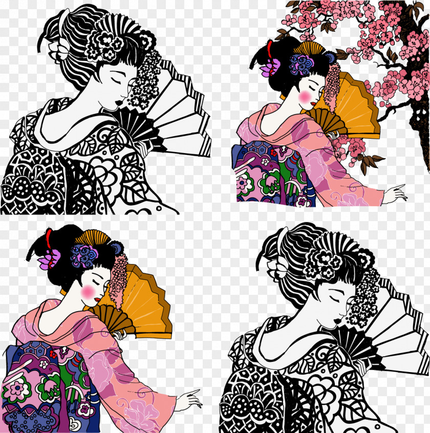 Japanese Geisha Japan Graphic Design Illustration PNG