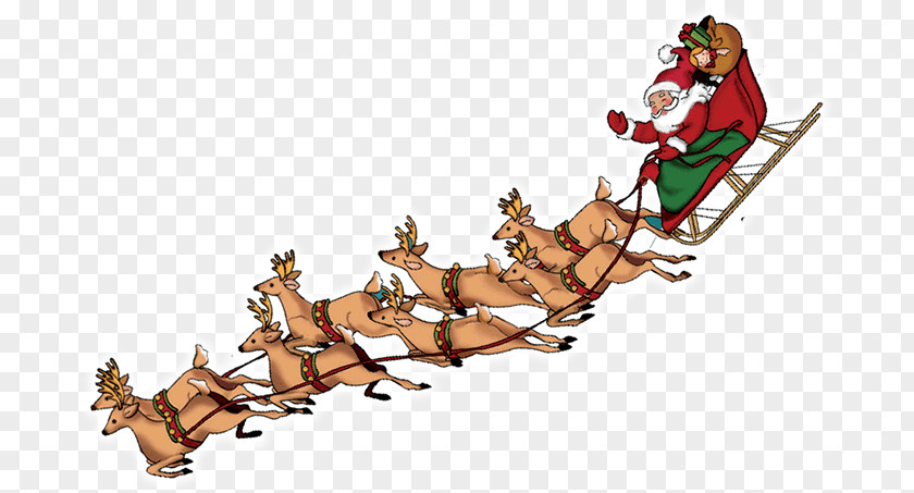 Santa's Sleigh Reindeer Santa Claus Rudolph Clip Art PNG