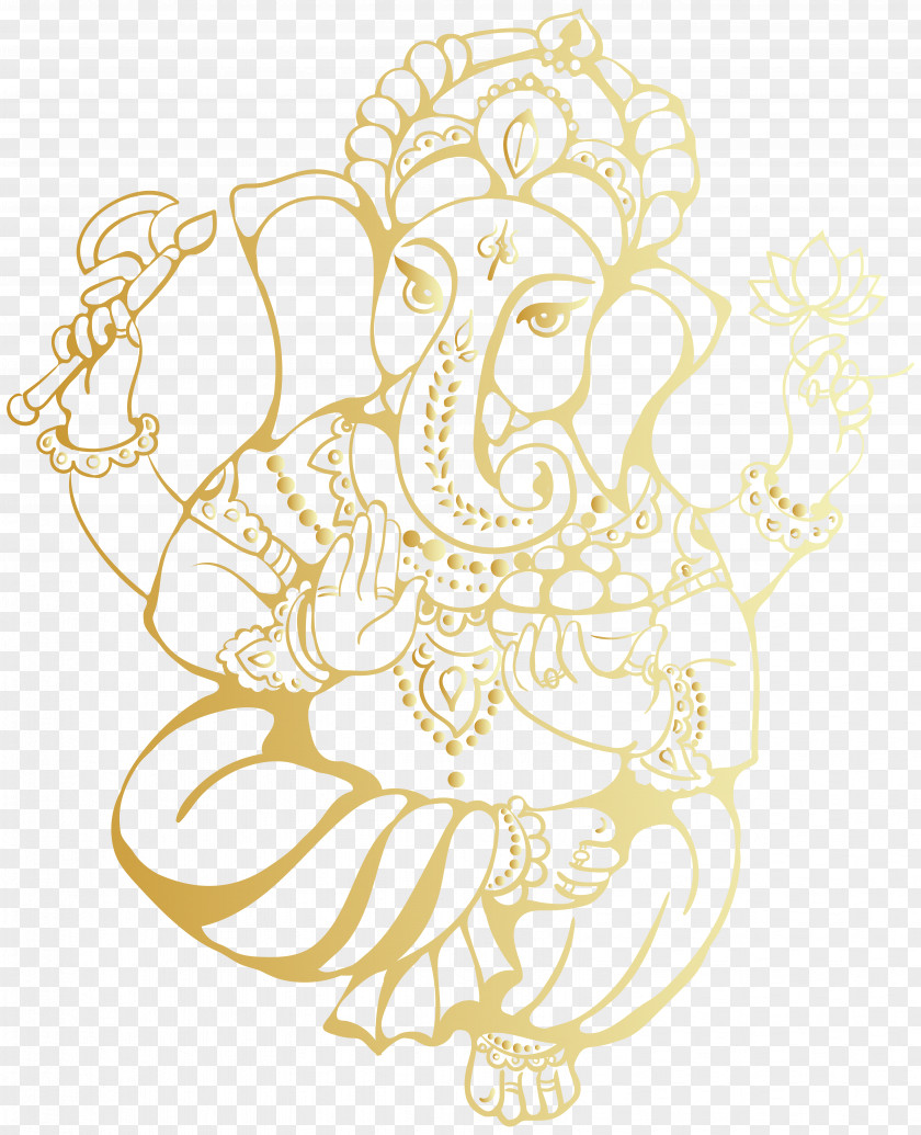 Ganesha Clip Art Image Gold PNG