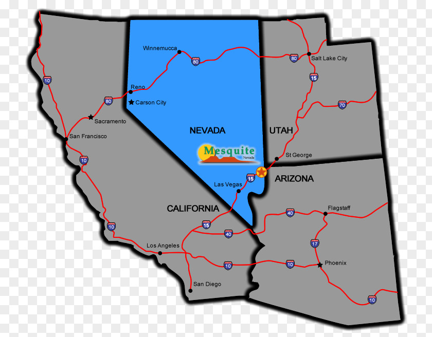Las Vegas Mesquite Carson City Map PNG