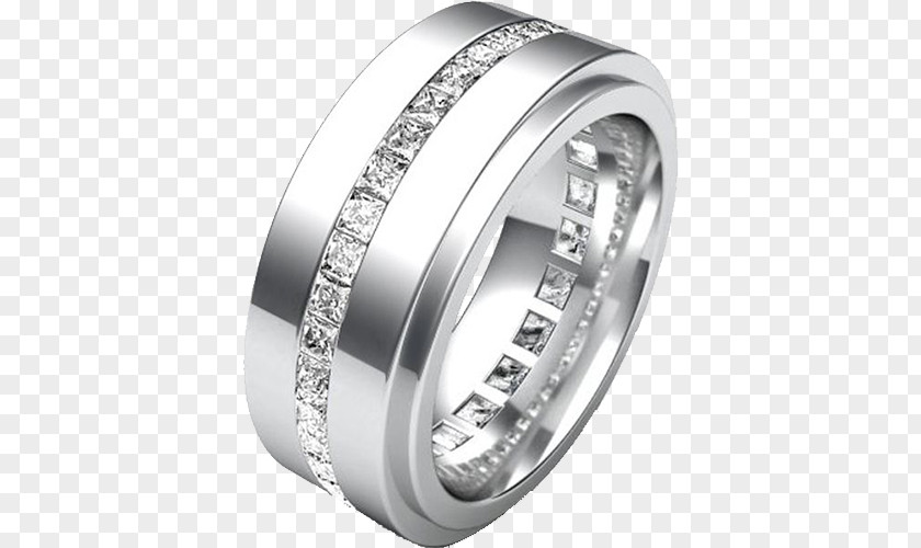 Tungsten Wedding Ring Engagement Diamond Princess Cut PNG