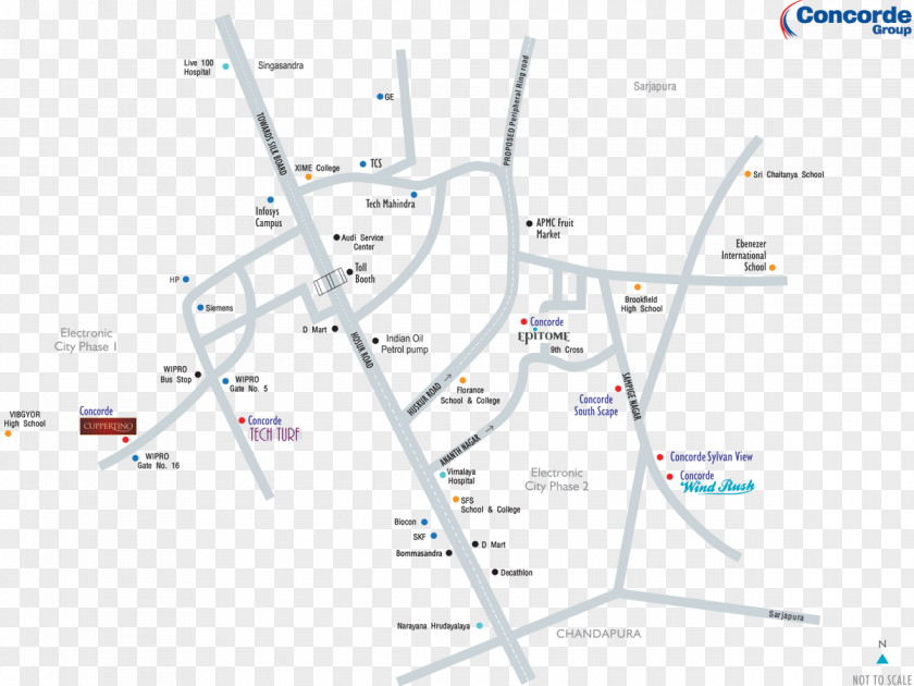 Map Concorde Epitome Electronics Electronic City Road Wipro Office PNG
