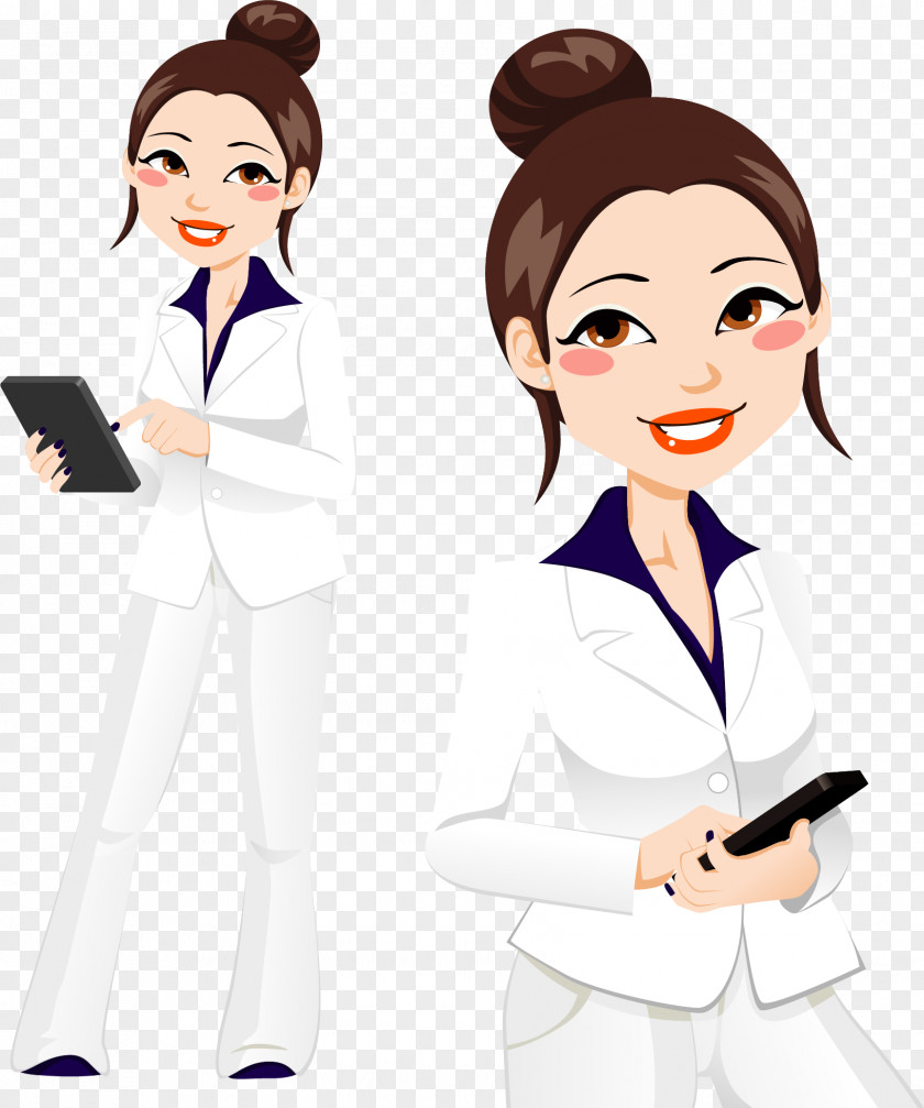 Vector Hand-painted Business Woman Businessperson Company PNG
