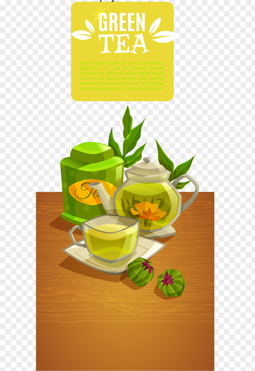 Creative Green Tea Drinks Banner Vector Material Breakfast Drink PNG