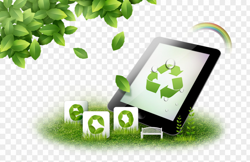 Green Energy To Pull The Material Tablet HD Free Network Security Recycling PNG