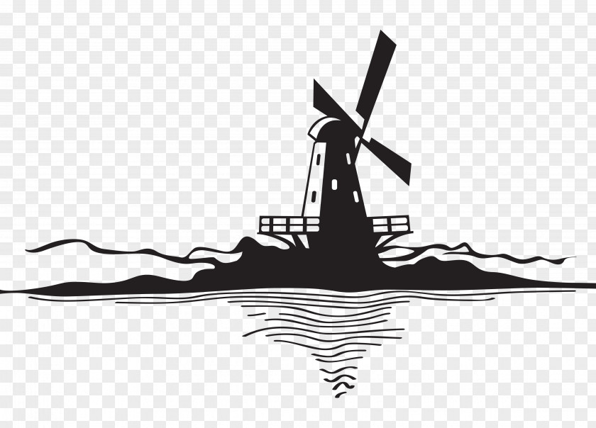 Windmill Silhouette Material Sticker Tattoo Drawing Art PNG