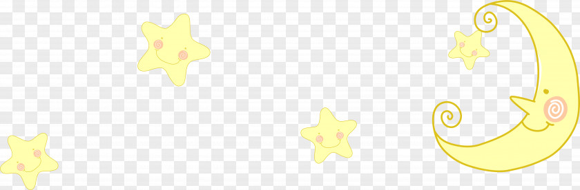 Cartoon Moon Stars Brand Yellow Pattern PNG