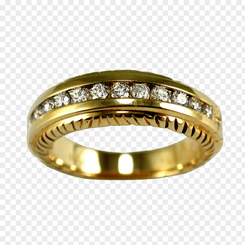 Diamond Bezel Wedding Ring Silver Gold PNG