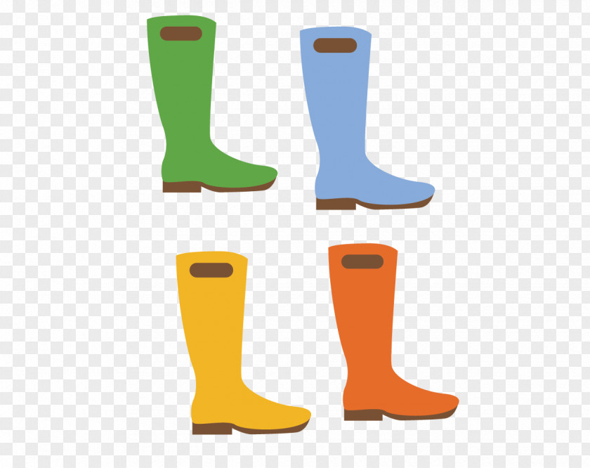 Four Different Colored Boots Shoe Color Orange Boot PNG