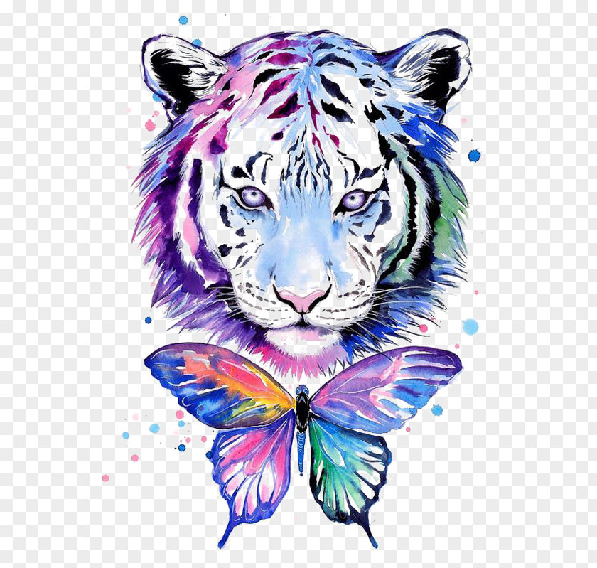 Water Tiger T-shirt Watercolor Painting Drawing PNG