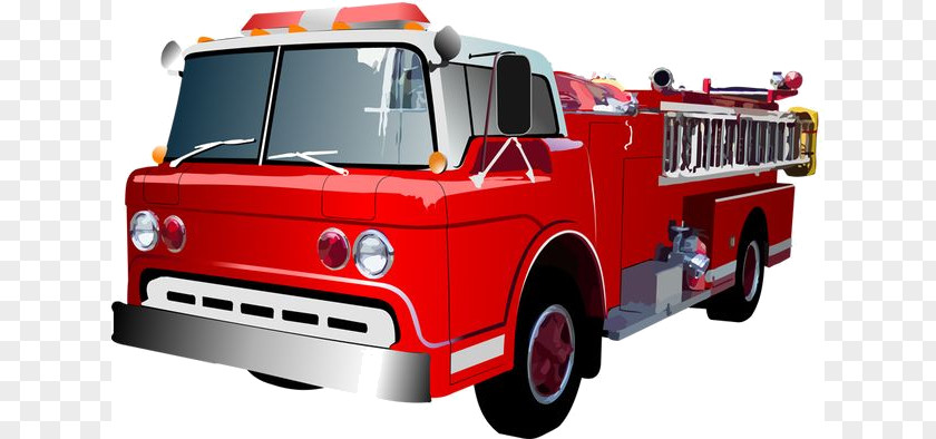 Cartoon Fire Truck Firefighter Engine Car Clip Art PNG