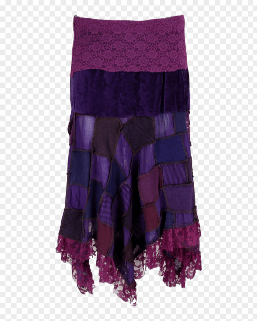 Long Skirt Ruffle Patchwork Purple Velvet PNG
