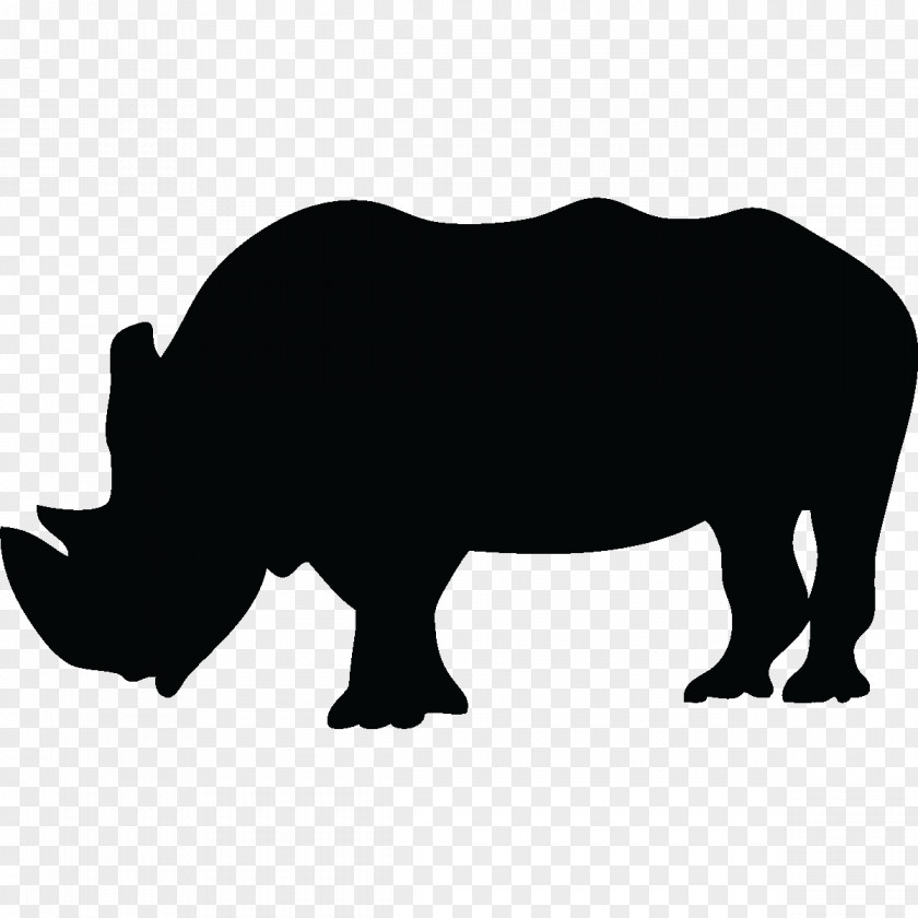 Silhouette White Rhinoceros Drawing PNG