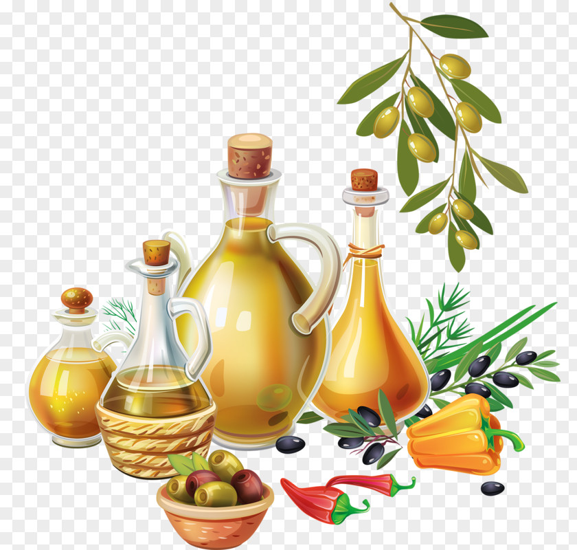 Cartoon Bottle Olive Oil Harvest Landscape PNG