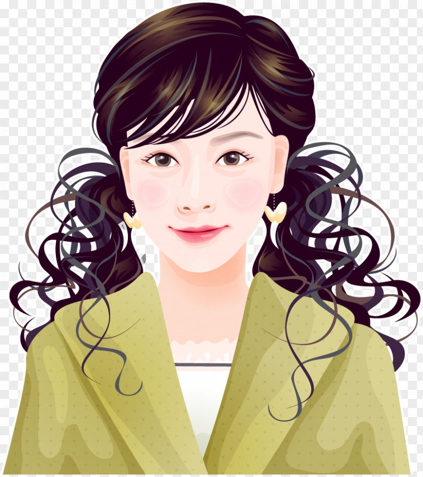 Vector Hand-painted Hair Beauty Cartoon Illustration PNG