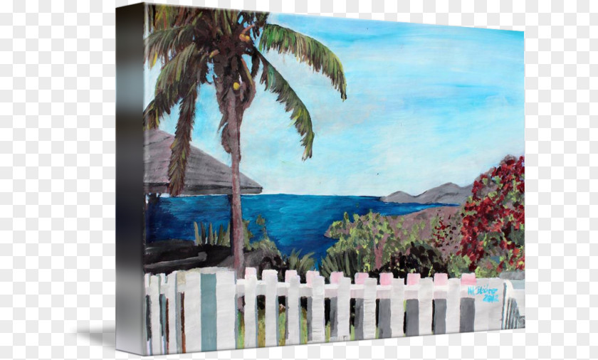 White Fence Painting Canvas Print Gallery Wrap Art PNG