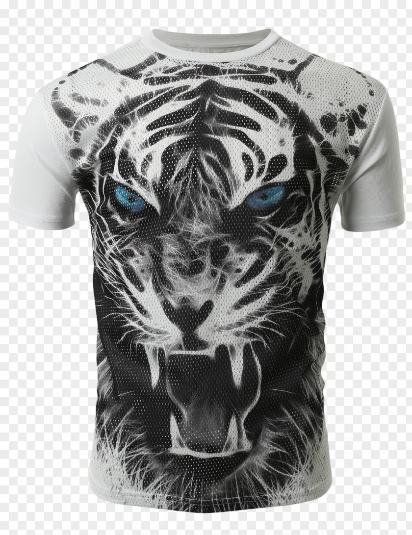 Black Mesh Blouse Printed T-shirt Hoodie Tiger PNG