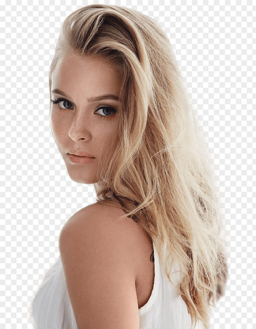 Zara Larsson Side View PNG View, blonde-haired woman wearing white tank top clipart PNG