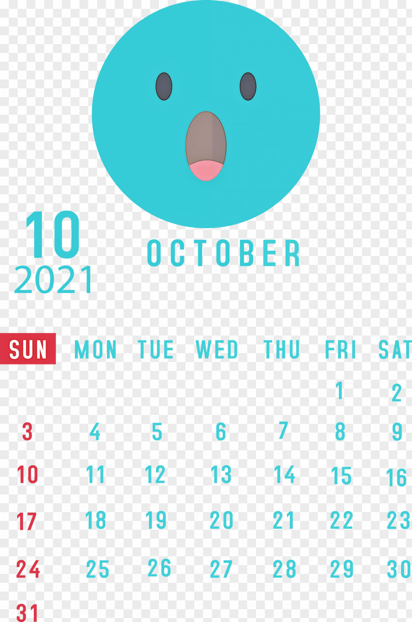 October 2021 Printable Calendar PNG