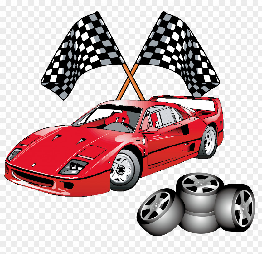 Vector Red Racing Flag Sports Car Auto Flags PNG