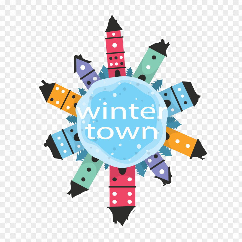 Vector Winter Town Graphic Design Snow Illustration PNG