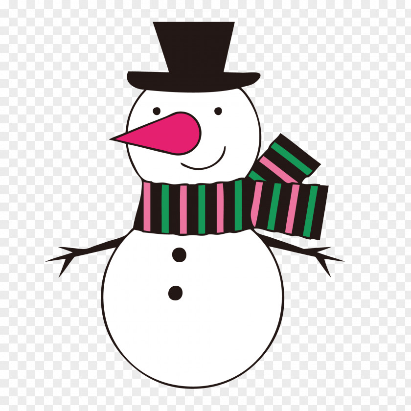 Snowman Wearing Scarf Christmas Clip Art PNG