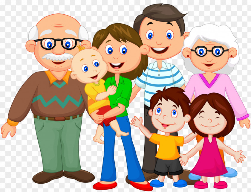 A Happy Extended Family Clip Art PNG