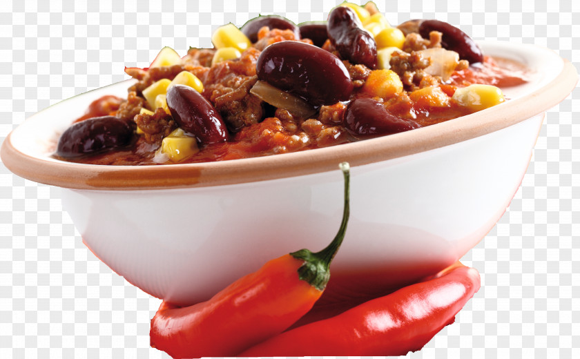 Chilly Chili Con Carne Vegetarian Cuisine Dish Food Main Course PNG