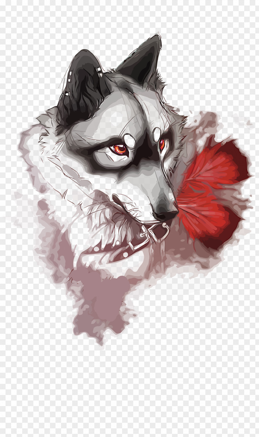Vector Hand-painted Wolf Siberian Husky Gray African Wild Dog Illustration PNG