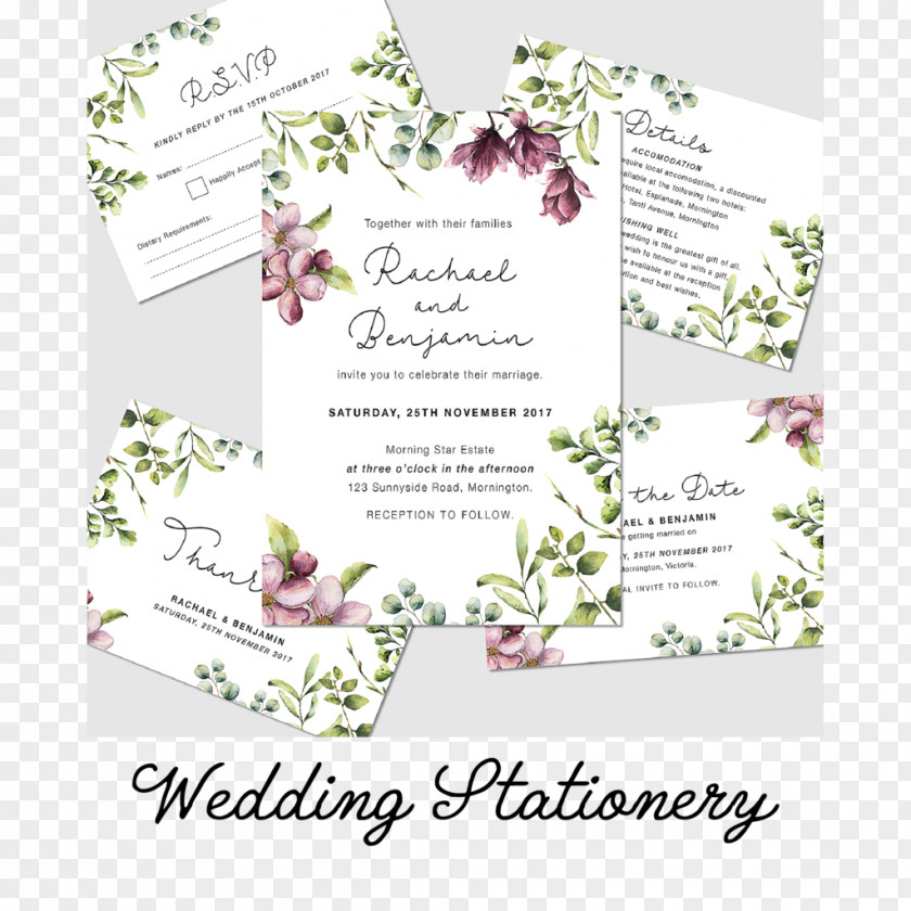 Wedding Invitation Poster Floral Design Font PNG