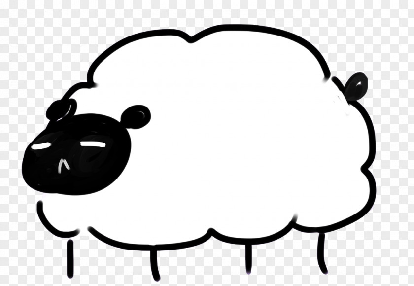 Cute Lamb Snout White Line Art Cartoon Clip PNG