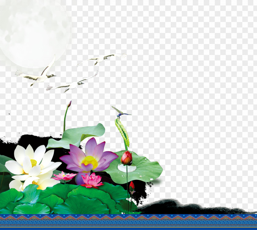 Ink Lotus Layers Pond Computer File PNG