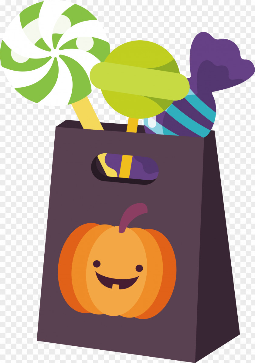 Pumpkin Head Pattern Candy Bag Jack-o'-lantern Halloween Clip Art PNG