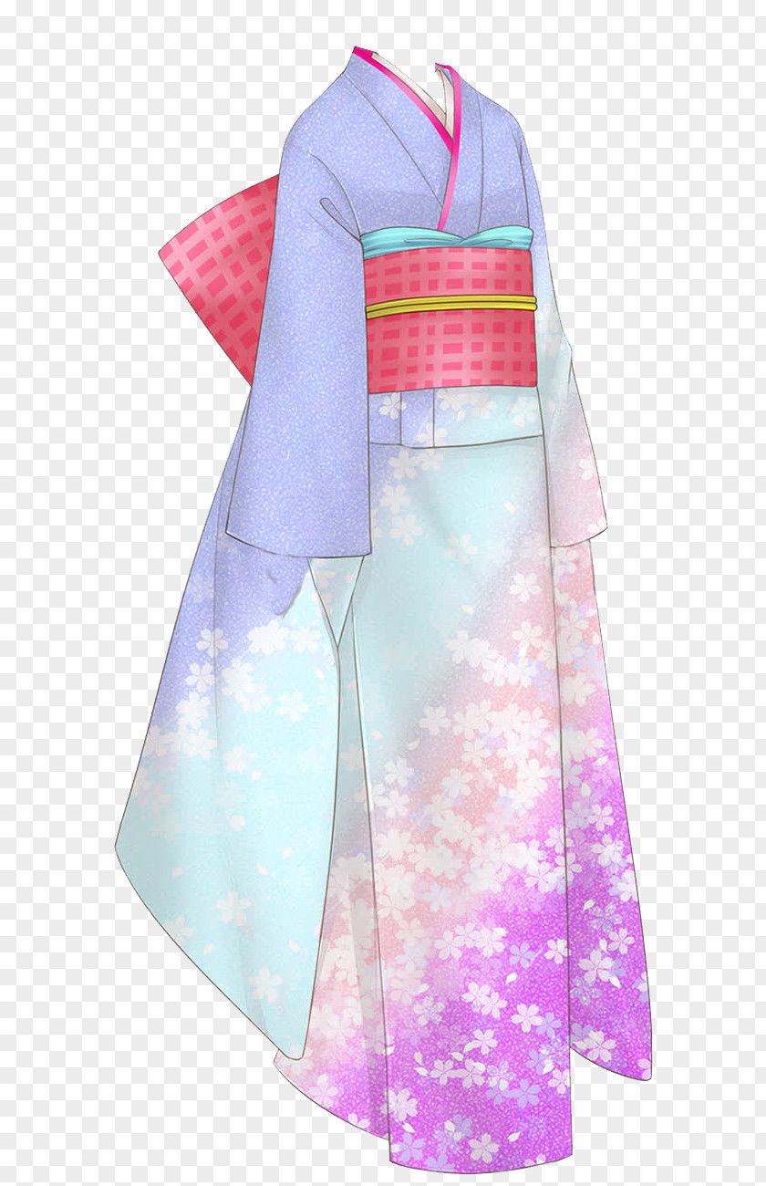 Japanese Purple Kimono Clothing Dress Drawing Yukata PNG