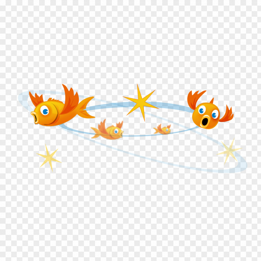 Fish And Yellow Stars Cat Clip Art PNG
