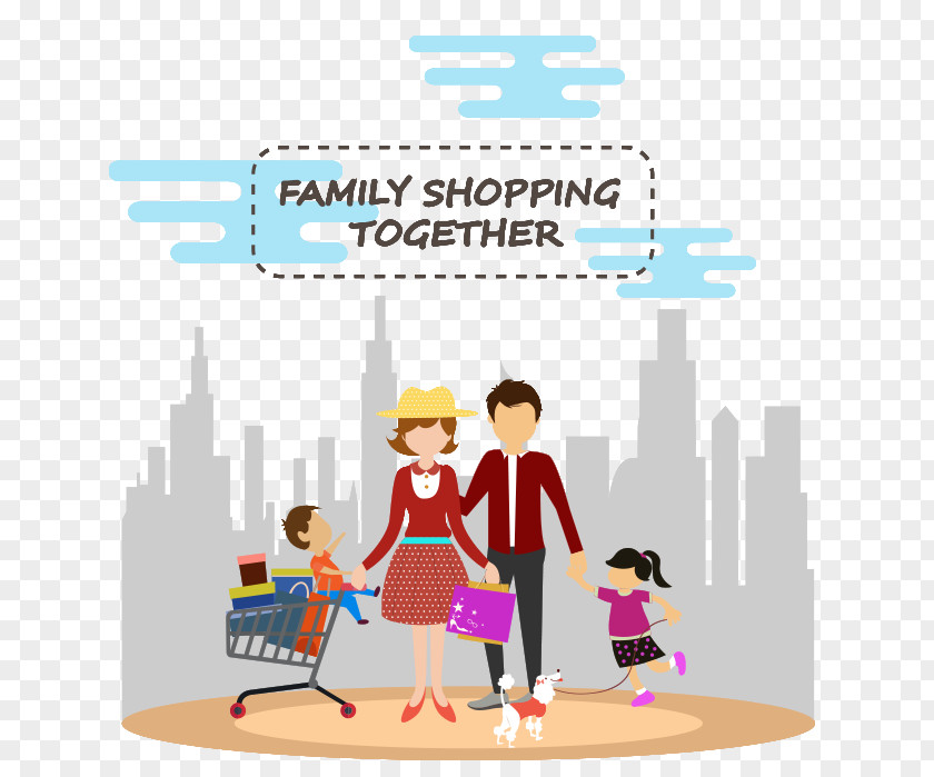 Flat Family Shopping Clip Art PNG