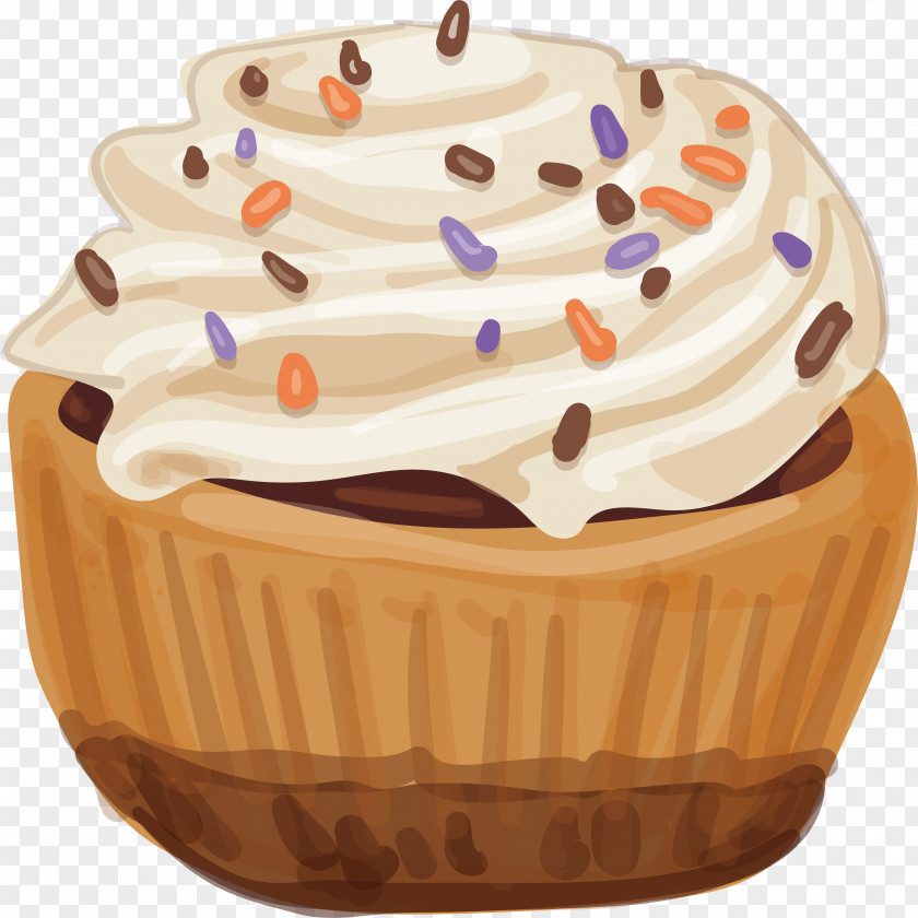 Watercolor Cake Design Cupcake Cream Painting PNG