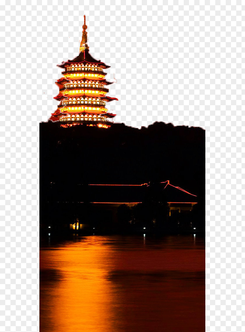 Hangzhou West Lake Night Leifeng Pagoda PNG