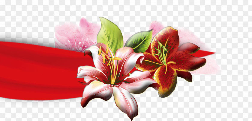 Hand-painted Lily Fresh Lilium Flower Petal PNG