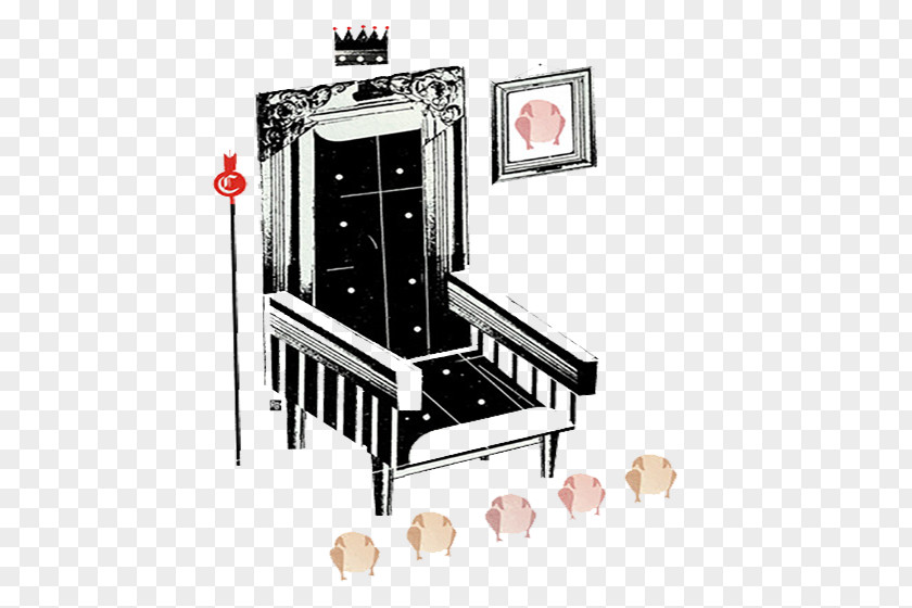Simple Black And White King Chair PNG