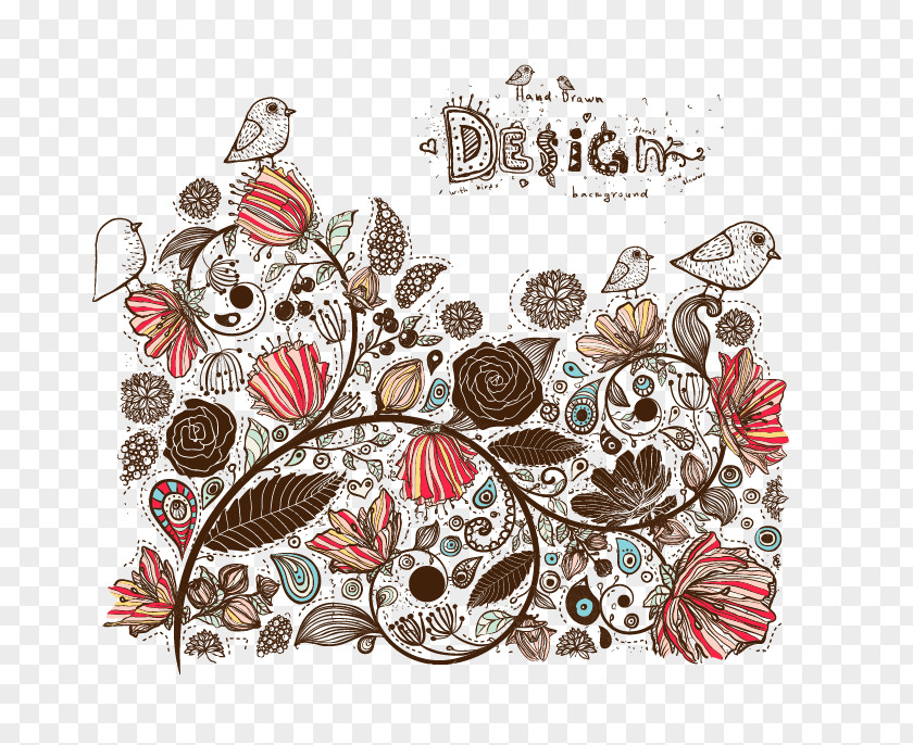 Vector Creative Vintage Flowers Drawing Flower Painting Line Art PNG